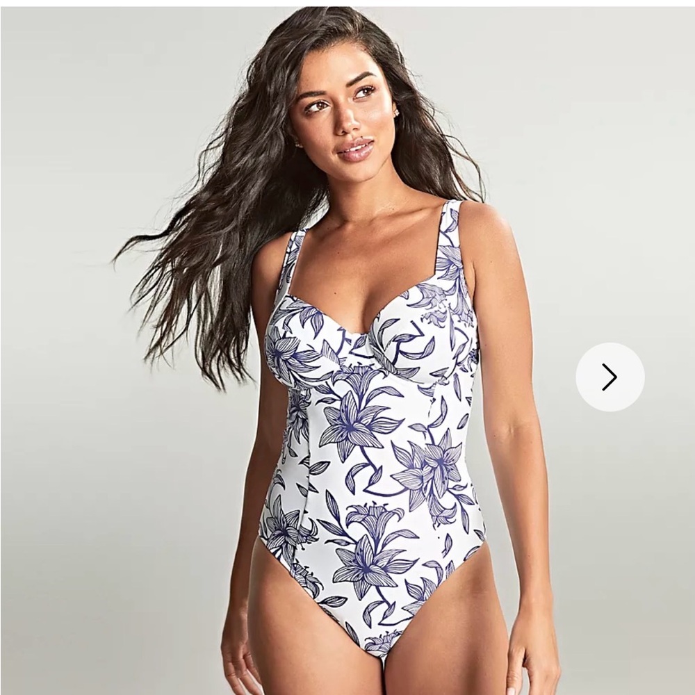 Capri Paloma Balcony One Piece Bra Sized Swimsuit Capri Print 32G
